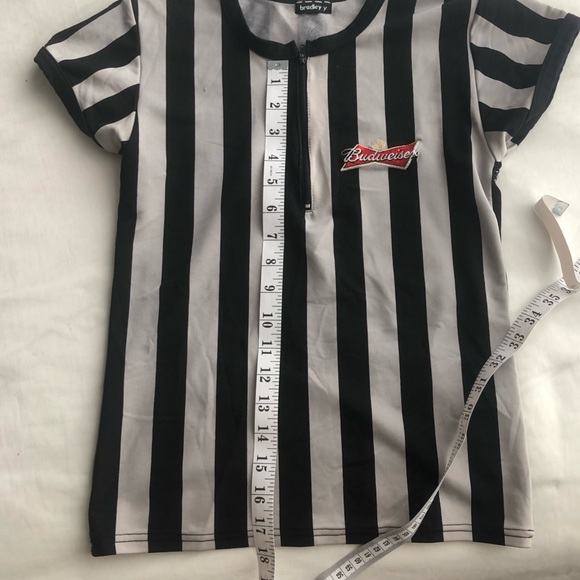 Budweiser Black and Grey Striped Women's Top - Picture 7 of 9